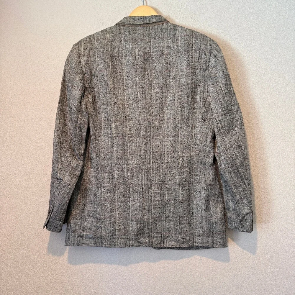 Corneliani 100% Silk Blazer Mens 42 Grey Textured Stripe Sport Coat Italy Dorman